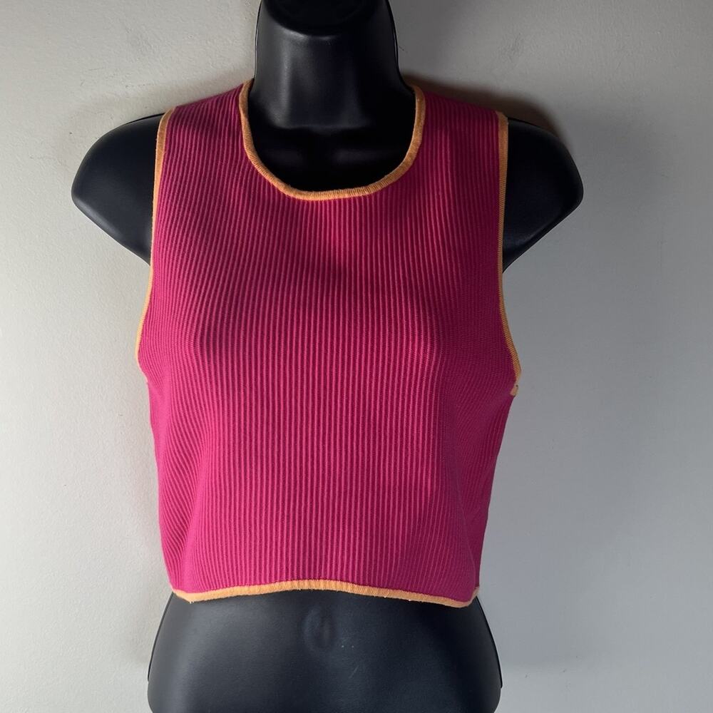 House of Harlow Pink Ribbed Knit Cropped Sleeveless Tank Top S